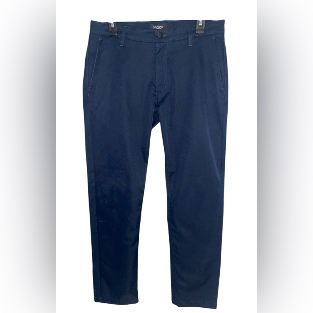 Men's PROOF Nomad Performance Chino Navy Blue Snap Rear Pockets Slim 32